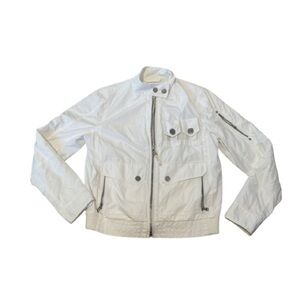 Ralph Lauren white moto biker multi pocket zip white jacket